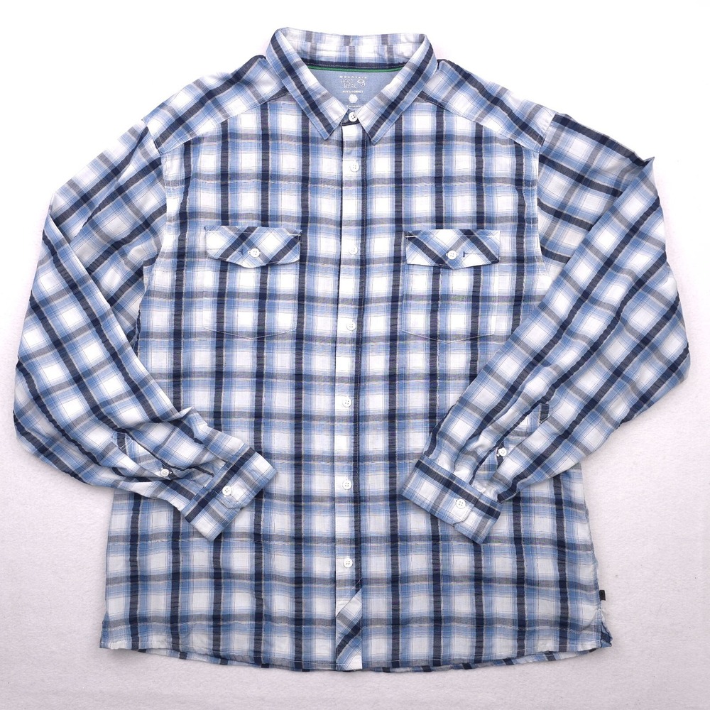 Mountain Hardwear Shirt Mens Extra Large Blue Tartan Plaid Button Up Long Sleeve